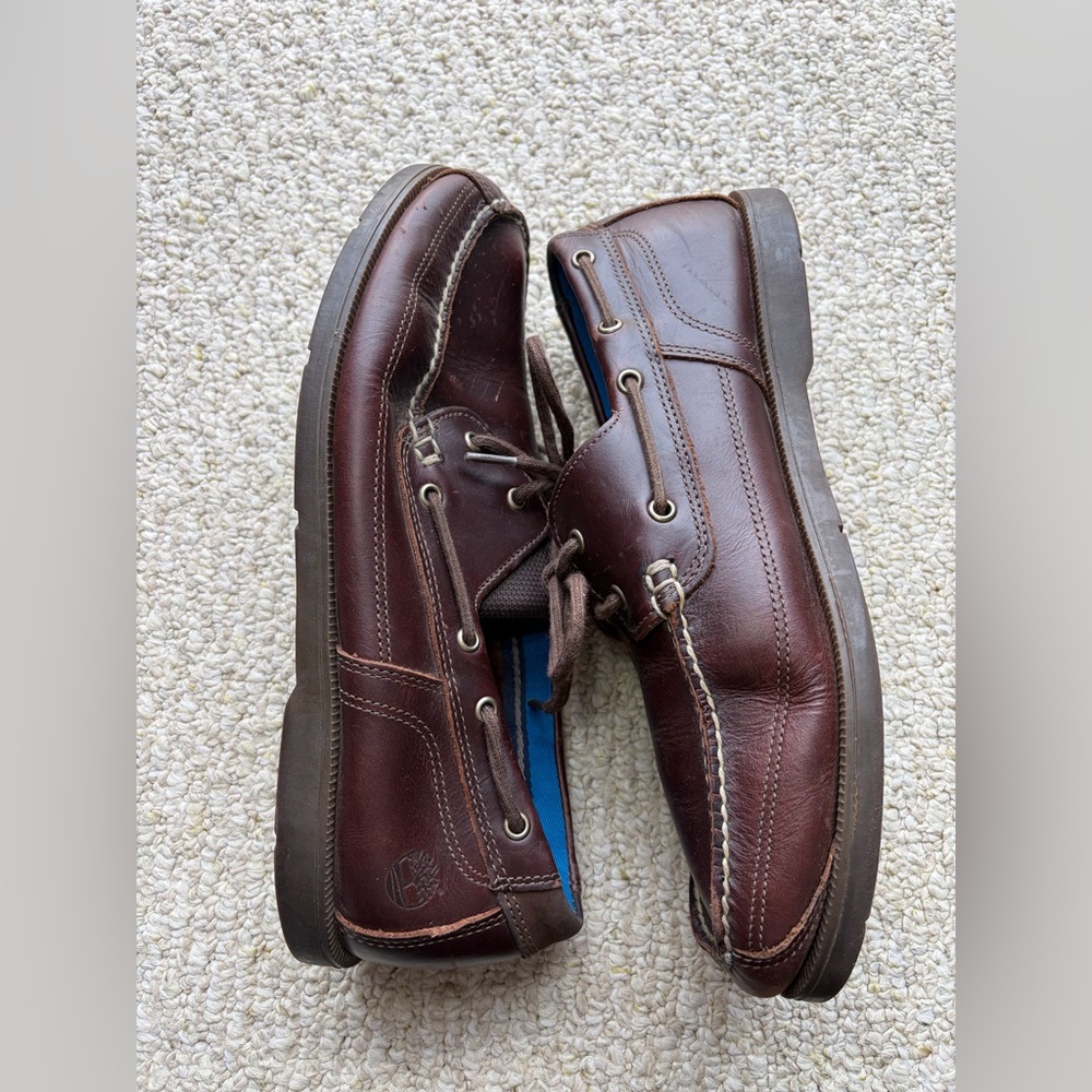 Timberland Men's Dark Brown Leather Boat Shoes. Size 12.
